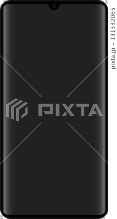 Sleek modern mobile phone with curved edges and a minimalist design on a dark background. Sleek modern mobile phone with curved edges and a minimalist design on a dark background. 131332065