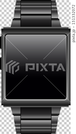 A sleek, modern wristwatch with a dark screen and a metallic band, radiating sophistication. 131332072