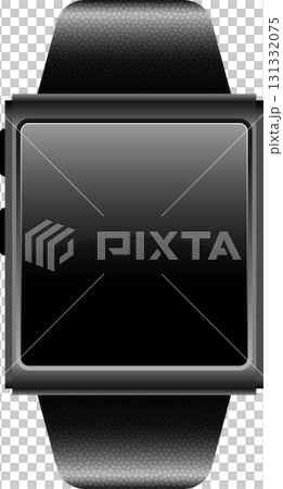 Sleek gray smartwatch with textured band and reflective screen, minimalist design for modern tech. 131332075