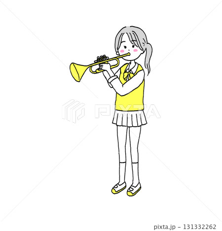 トランペットを吹く 女の子 イラスト トランペットを吹く 女の子 イラスト 131332262