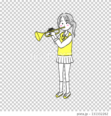 トランペットを吹く 女の子 イラスト トランペットを吹く 女の子 イラスト 131332262