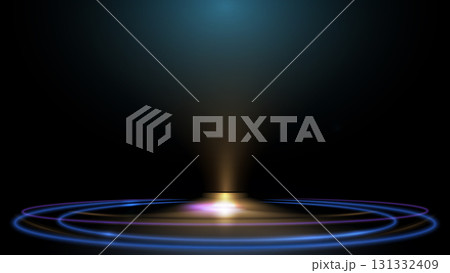 Vector illustration gold light ray, stage scene for luxury poster, template premium award design. Abstract elegant golden, glow with glitter, lighting effect sparkle on black background. Vector illustration gold light ray, stage scene for luxury poster, template premium award design. Abstract elegant golden, glow with glitter, lighting effect sparkle on black background. 131332409