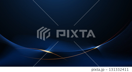 Vector abstract, blue- black color background, luxury wave gold line pattern, Illustration modern graphic design for invite, premium, Vip template, business banner or futuristic technology background Vector abstract, blue- black color background, luxury wave gold line pattern, Illustration modern graphic design for invite, premium, Vip template, business banner or futuristic technology background 131332411
