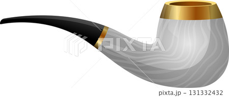 Elegant smoking pipe with a curved black stem and a light gray bowl, classic relaxation tool. Elegant smoking pipe with a curved black stem and a light gray bowl, classic relaxation tool. 131332432