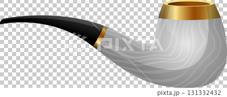 Elegant smoking pipe with a curved black stem and a light gray bowl, classic relaxation tool. Elegant smoking pipe with a curved black stem and a light gray bowl, classic relaxation tool. 131332432