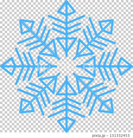 Delicate, intricate blue snowflake design on a stark black background, evoking winter beauty. 131332453
