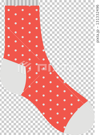 A charming red sock with delightful white polka dots, perfect for warmth and cheerful style. 131332496