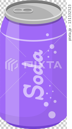 A refreshing purple soda can with bubbles is ready to be served, perfect for a hot summer day. 131332523