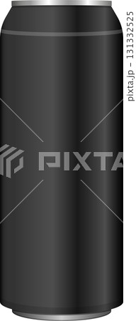Sleek black can with silver accents, suitable for beverages or other packaged products. 131332525
