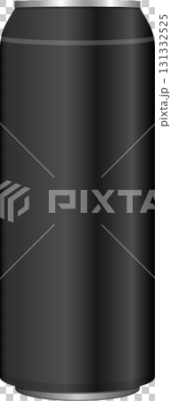 Sleek black can with silver accents, suitable for beverages or other packaged products. 131332525