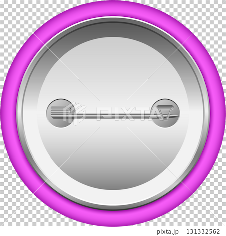 Round button with silver finish, pale face, and pink rim for attaching to clothes or fabric. Round button with silver finish, pale face, and pink rim for attaching to clothes or fabric. 131332562