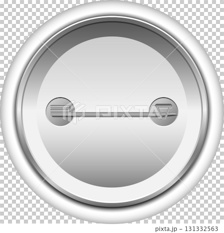 Metallic button with a line between two circles with different symbols on a white background Metallic button with a line between two circles with different symbols on a white background 131332563