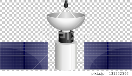 Satellite with solar panels, designed for communication and power generation in space, orbiting earth. 131332595