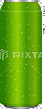 Refreshing green beverage can with condensation, promising a cool and thirst-quenching drink. 131332610