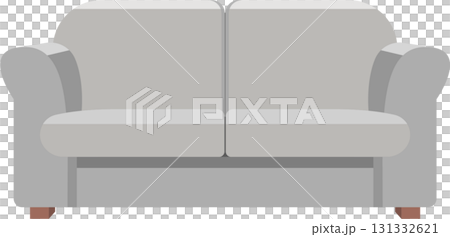 Comfortable two-seater light gray couch perfect for relaxing or entertaining guests in your home. 131332621