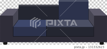 Stylish and comfortable two-seater couch with deep blue upholstery, ideal for modern living rooms. 131332623