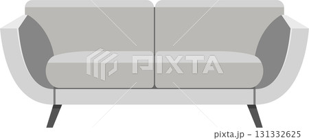 Stylish light grey sofa with sleek lines and subtle curves, perfect for modern living spaces. 131332625