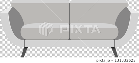 Stylish light grey sofa with sleek lines and subtle curves, perfect for modern living spaces. 131332625