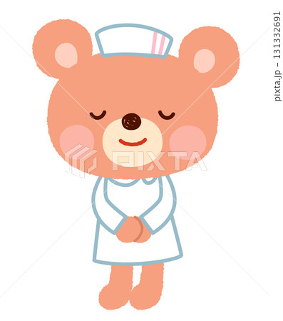 クマの看護師さん　ナース　お辞儀　挨拶 131332691