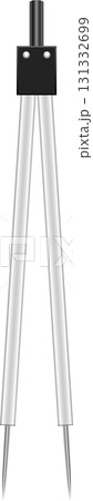 A metal drawing compass used for measuring distances or drawing circles in geometry, isolated. 131332699