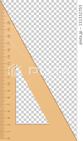 A tan right triangle ruler with a hole, with the number 0 to 20 along its vertical side. A tan right triangle ruler with a hole, with the number 0 to 20 along its vertical side. 131332703