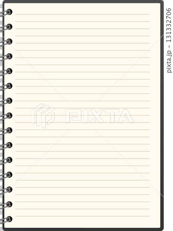 An empty notebook with lined pages is displayed, ready for writing, drawing, or note-taking. An empty notebook with lined pages is displayed, ready for writing, drawing, or note-taking. 131332706