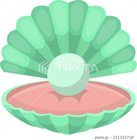 A luminous pearl rests elegantly inside an open seashell, radiating a subtle glow and elegance. 131332710