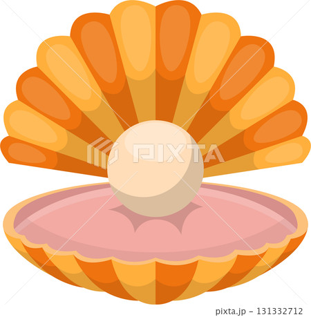 Illustrative image of a pearl nestled inside an orange and pink seashell, a treasure of the sea. Illustrative image of a pearl nestled inside an orange and pink seashell, a treasure of the sea. 131332712
