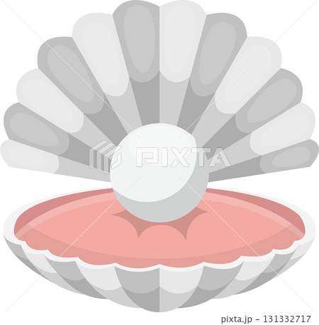 A lustrous pearl nestled securely within the pink and white ridges of a beautiful seashell. A lustrous pearl nestled securely within the pink and white ridges of a beautiful seashell. 131332717