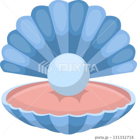 Illustrative vector image of an opened shell holding a beautiful pearl inside. Marine life. Illustrative vector image of an opened shell holding a beautiful pearl inside. Marine life. 131332718