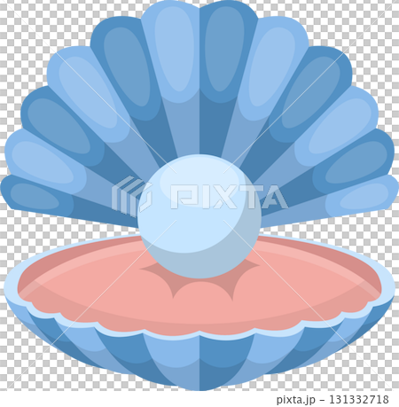 Illustrative vector image of an opened shell holding a beautiful pearl inside. Marine life. Illustrative vector image of an opened shell holding a beautiful pearl inside. Marine life. 131332718