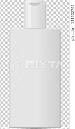 A minimalist white bottle against a black backdrop suggests cleanliness and modern design. 131332762