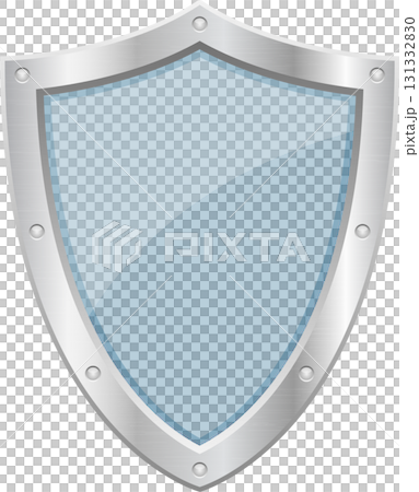 A blue heraldic shield with a riveted metal border, glossy surface, and classic medieval design. A blue heraldic shield with a riveted metal border, glossy surface, and classic medieval design. 131332830