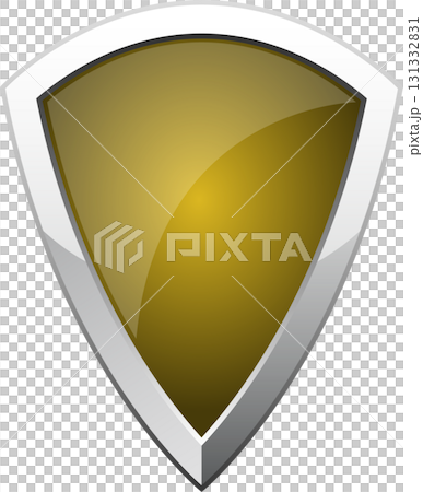 Golden shield with metallic trim, symbolizing security, defense, and trustworthiness, simple design. 131332831