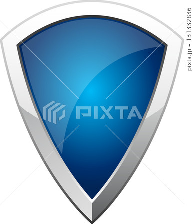Stylized blue shield with a silver border, conveying security, protection, and trustworthiness. 131332836
