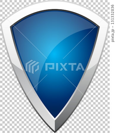 Stylized blue shield with a silver border, conveying security, protection, and trustworthiness. 131332836