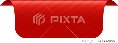 A vibrant red banner unfurls with a subtle striped texture, creating a dynamic visual element. 131332855