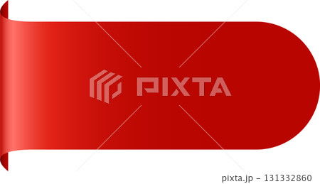 A vibrant red banner with a curled edge, isolated on a black background. Clean graphic element. 131332860