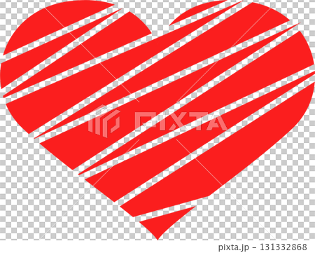 A red heart shape with black diagonal lines...のイラスト素材 [131332868] - PIXTA