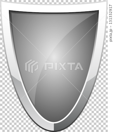 Metallic shield emblem: A sleek, polished symbol representing security, protection, and resilience. 131332917