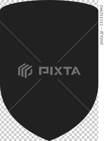 A minimalist, solid black shield design. The shape is classic with simple, rounded features. 131332942