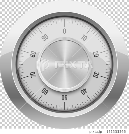 Close-up of a silver metal dial with numbers ranging from 0 to 90, commonly found on a safe. Close-up of a silver metal dial with numbers ranging from 0 to 90, commonly found on a safe. 131333366
