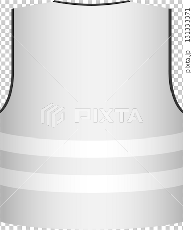 A simple illustration of a light gray vest with subtle horizontal stripes at the bottom half. 131333371