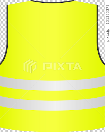 A bright yellow safety vest with reflective stripes, designed for high visibility in work areas. A bright yellow safety vest with reflective stripes, designed for high visibility in work areas. 131333375