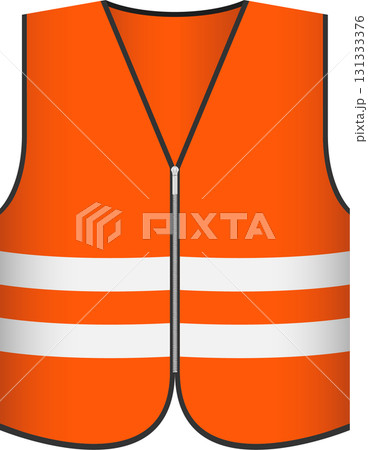 Safety first: High-visibility orange vest with reflective stripes for optimal visibility and protection. 131333376