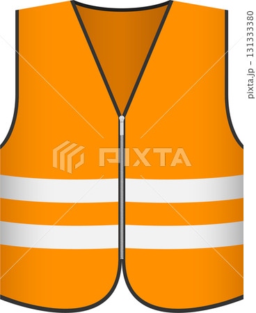 A hi-vis safety vest with reflective stripes, designed to enhance visibility in low light. 131333380