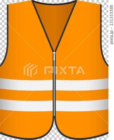 A hi-vis safety vest with reflective stripes, designed to enhance visibility in low light. 131333380