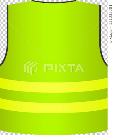A bright yellow safety vest with reflective stripes for visibility in low-light conditions. A bright yellow safety vest with reflective stripes for visibility in low-light conditions. 131333381