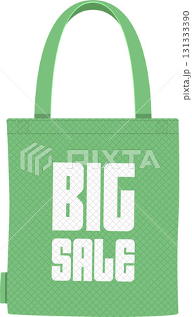 A green reusable shopping bag with the words "Big Sale" in white text. Shopping concept. 131333390