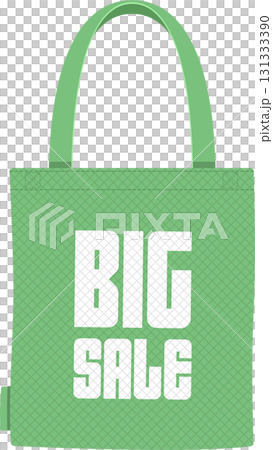 A green reusable shopping bag with the words "Big Sale" in white text. Shopping concept. 131333390